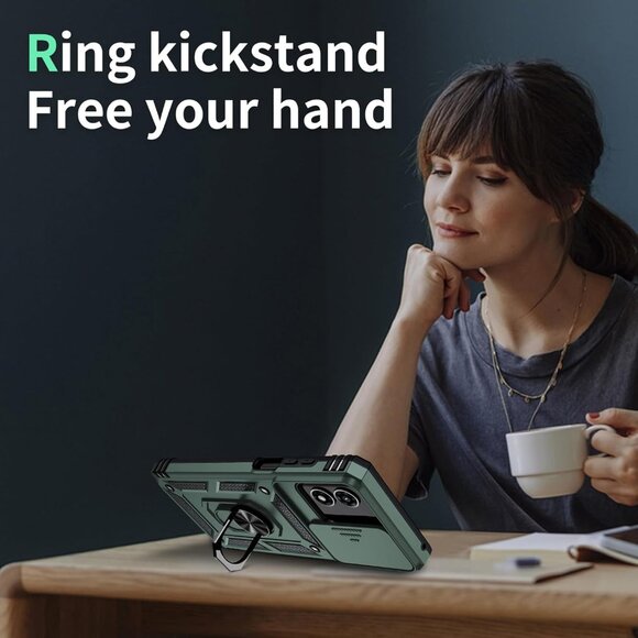 Moto G Play 2024 Military Grade Phone Case with Lens Cover Army Green NEW - Picture 3 of 7